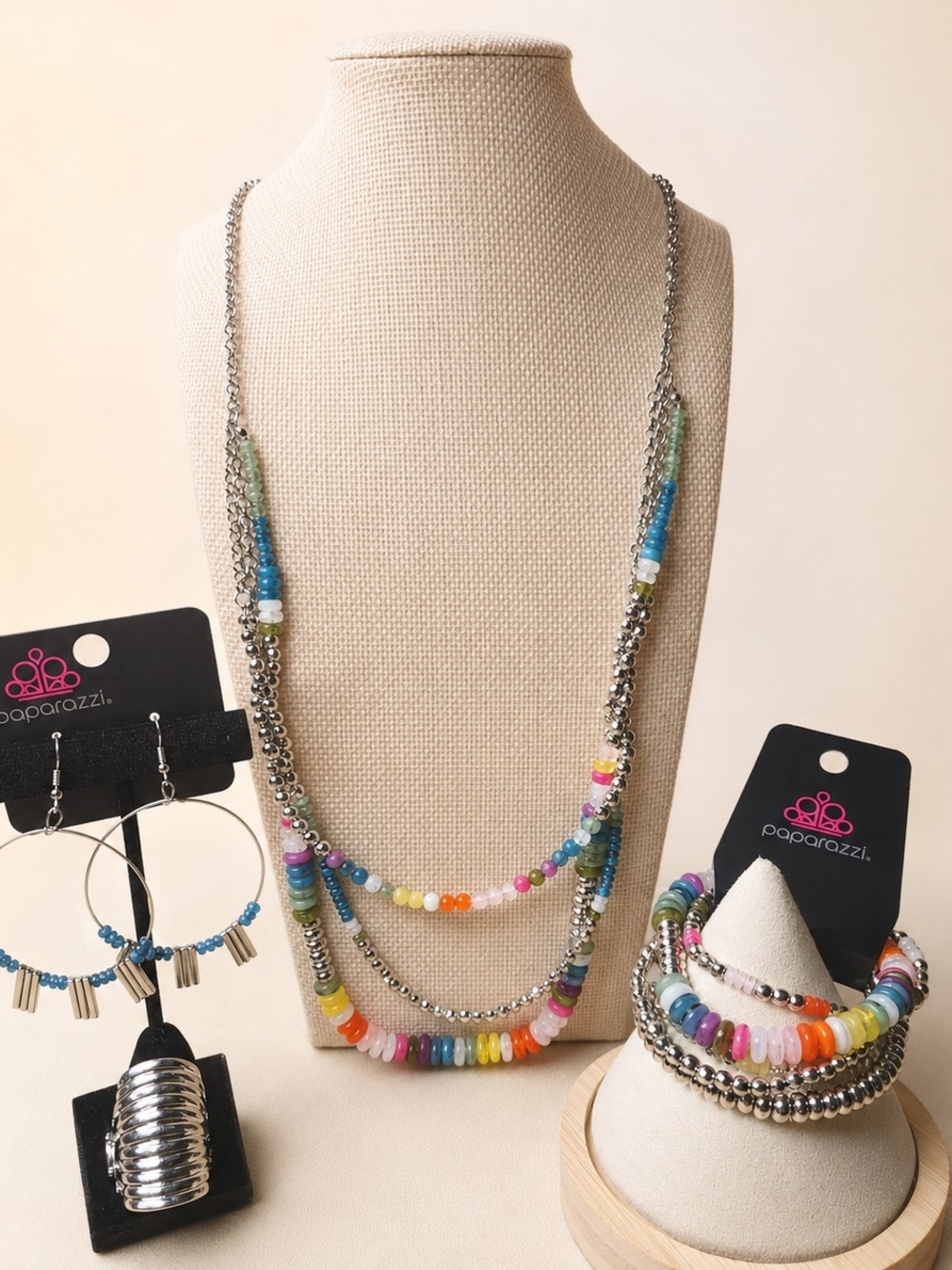 Paparazzi NWT 5-Piece Multicolor Silver Tone Coordinated Jewelry Set